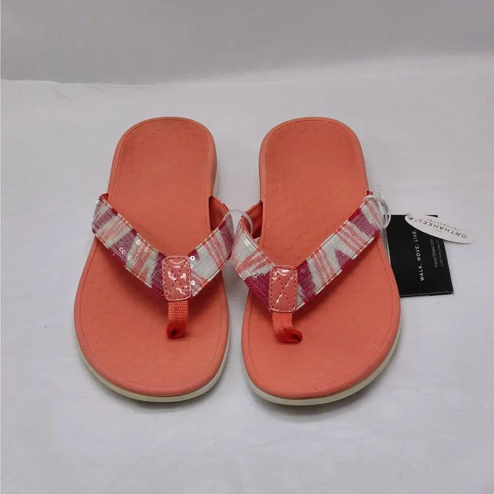 Vionic Womens Flip Flop Sandals Size 7 Sequin Comfort Vacation Resort Chic Flats
